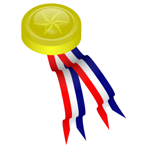 Gold medal with ribbons vector illustration