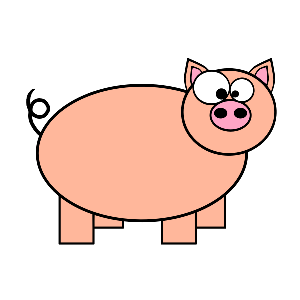 Orange pig with big eyes vector drawing