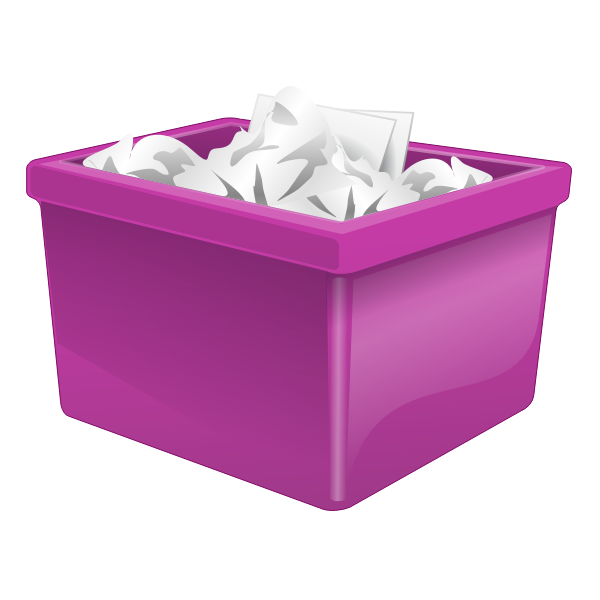 Purple plastic box filled with paper vector image