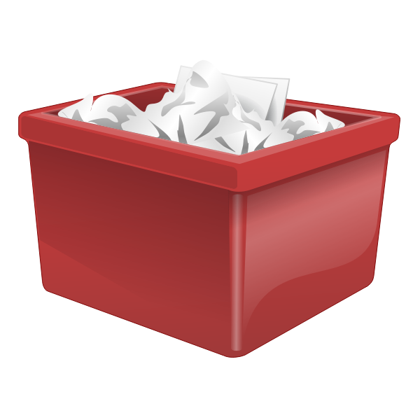 Red plastic box filled with paper vector clip art