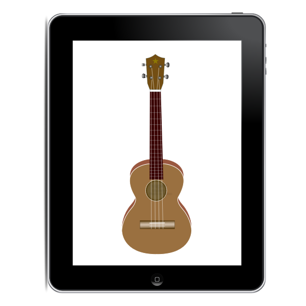 Tablet computer with guitar on it vector clip art