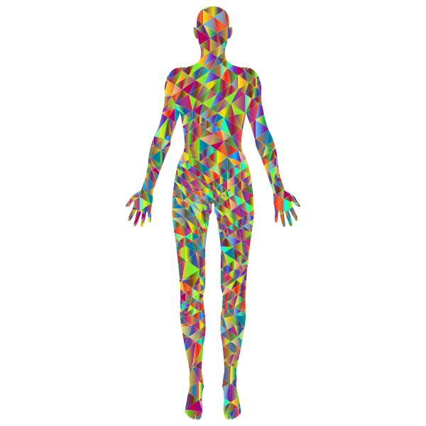 Polychromatic Low Poly Female Body Silhouette