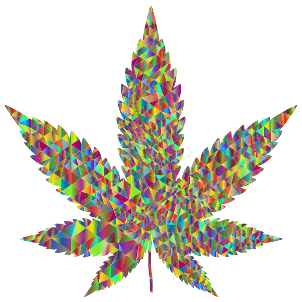 Polychromatic Low Poly Marijuana Leaf Silhouette
