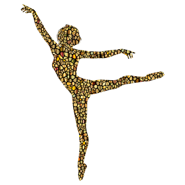 Polychromatic Tiled Lithe Dancing Woman Silhouette 3