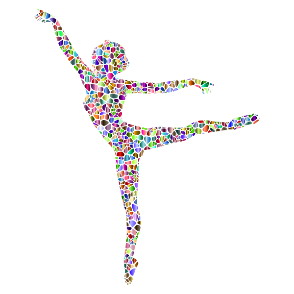 Polychromatic Tiled Lithe Dancing Woman Silhouette No Background