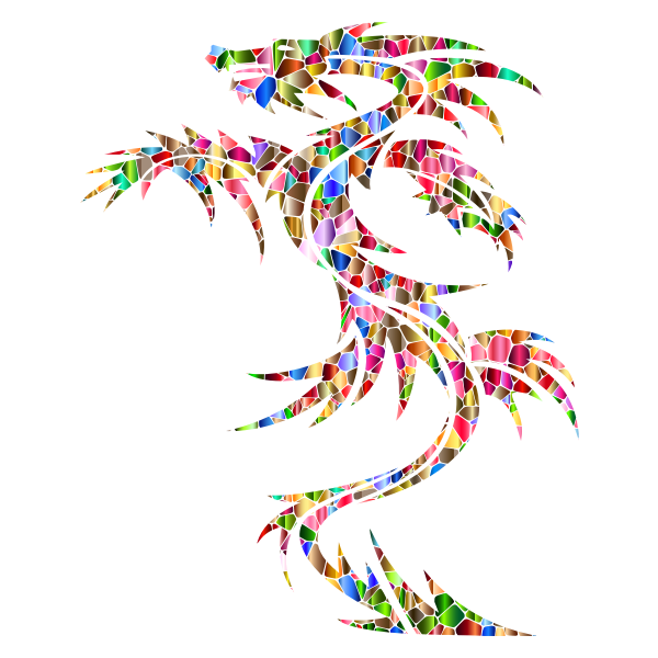 Polychromatic Tiled Tribal Dragon