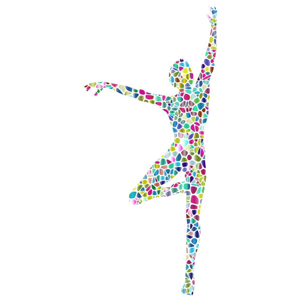 Polyprismatic Tiled Dancing Woman Silhouette