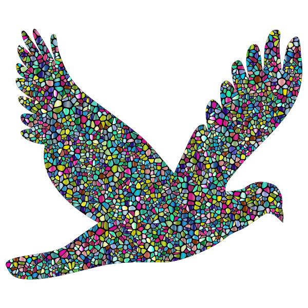 Polyprismatic Tiled Flying Dove Silhouette With Background