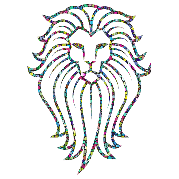 Polyprismatic Tiled Lion Face Tattoo With Background