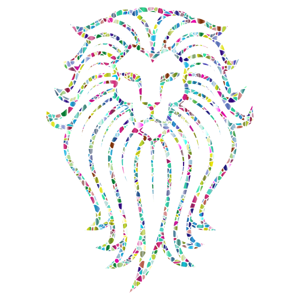 Polyprismatic Tiled Lion Face Tattoo