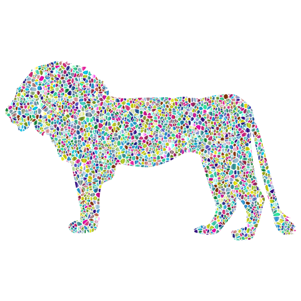 Polyprismatic Tiled Lion Profile Silhouette