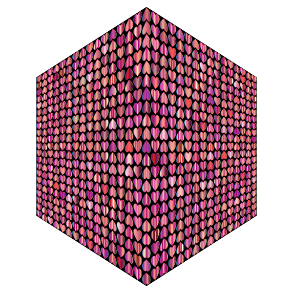 Prismatic Alternating Hearts Pattern Cube