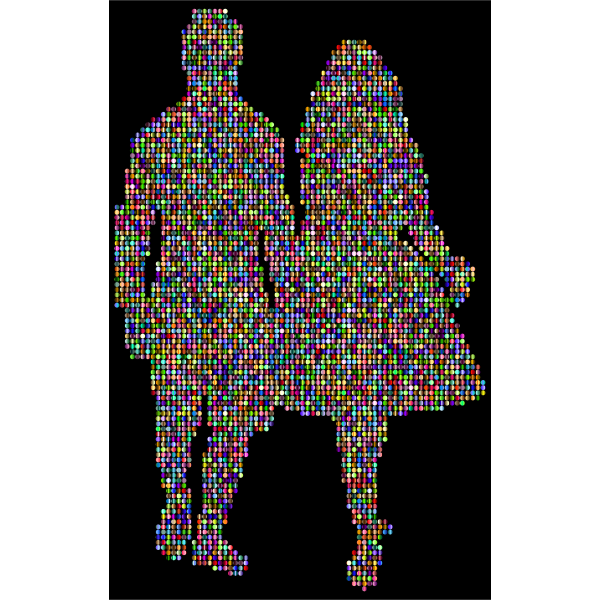 Prismatic Couple Holding Hands Silhouette 4 With Background