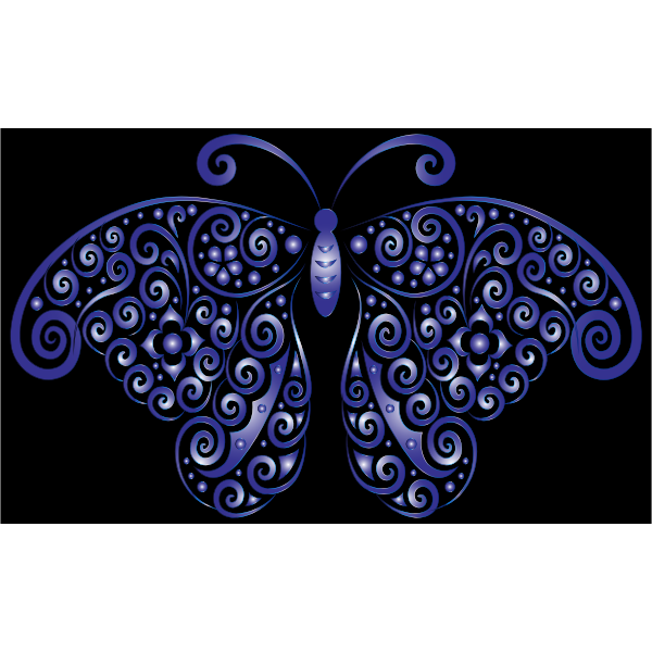 Prismatic Floral Flourish Butterfly Silhouette 7