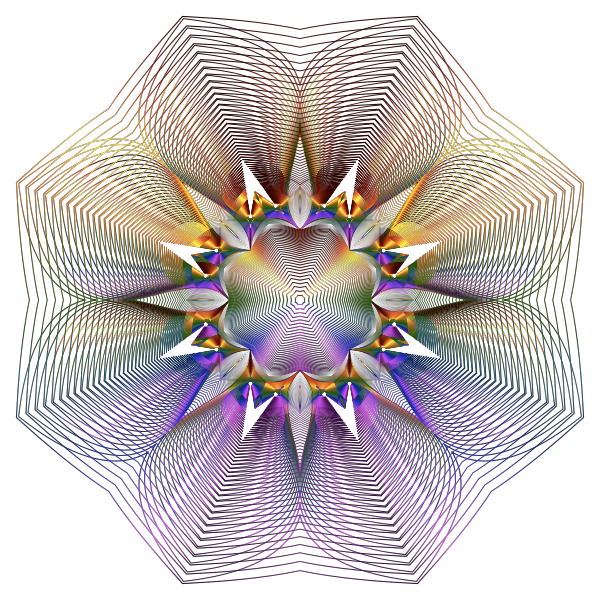 Prismatic Floral Line Art No Background