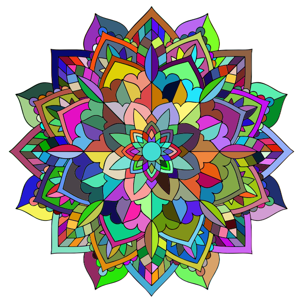 Prismatic Floral Mandala Line Art