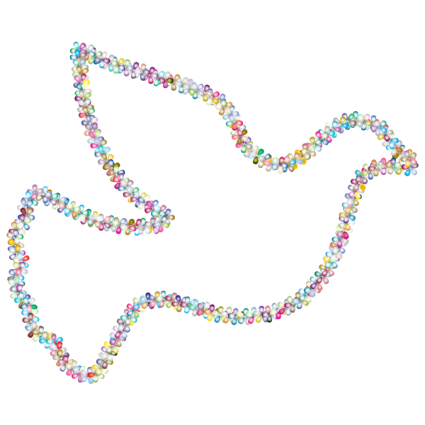 Prismatic Floral Peace Dove Outline