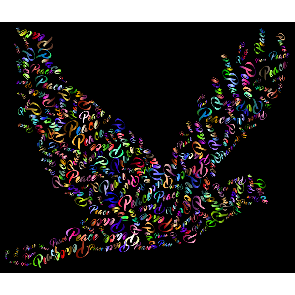 Prismatic Flying Peace Dove Typography 4