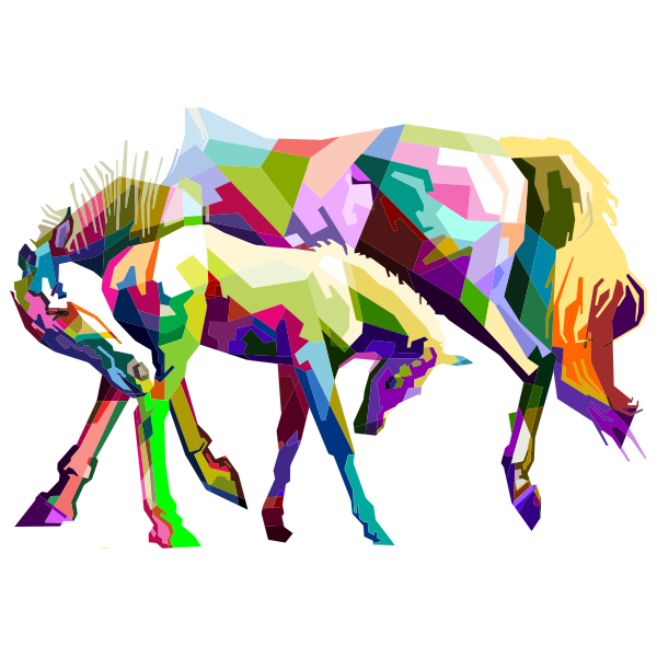 Prismatic Geometric Mother And Child Horses