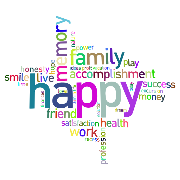 Prismatic Happy Family Word Cloud No Background