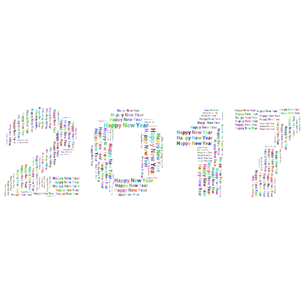 Prismatic Happy New Year 2017 Word Cloud No Background