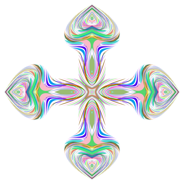 Prismatic Hearts Cross No Background