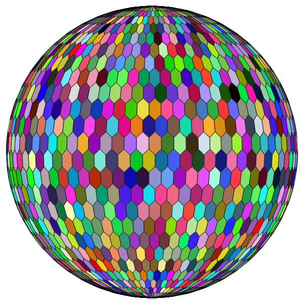 Prismatic Hexagonal Grid Sphere Variation 2 With Strokes