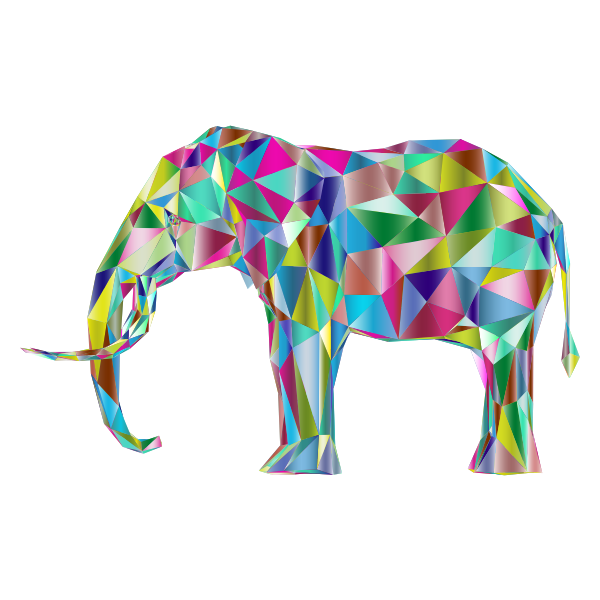 Prismatic Low Poly 3D Elephant Variation 2