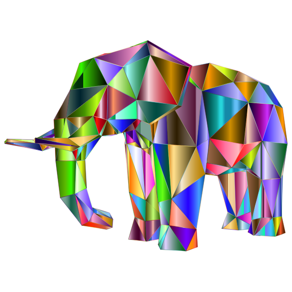 Prismatic Low Poly Elephant 2