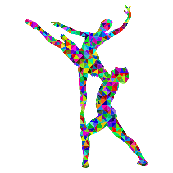 Prismatic Low Poly Woman And Man Ballet Silhouette