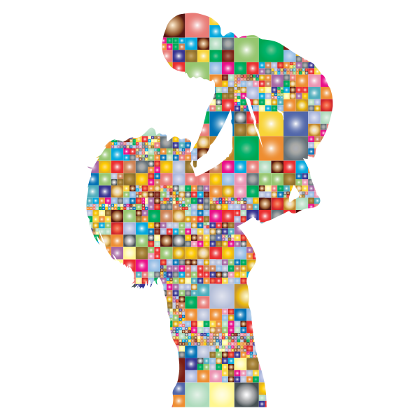 Prismatic Mosaic Mother And Baby Silhouette