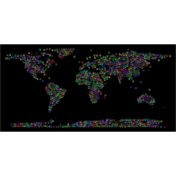 Prismatic Peace Sign World Map