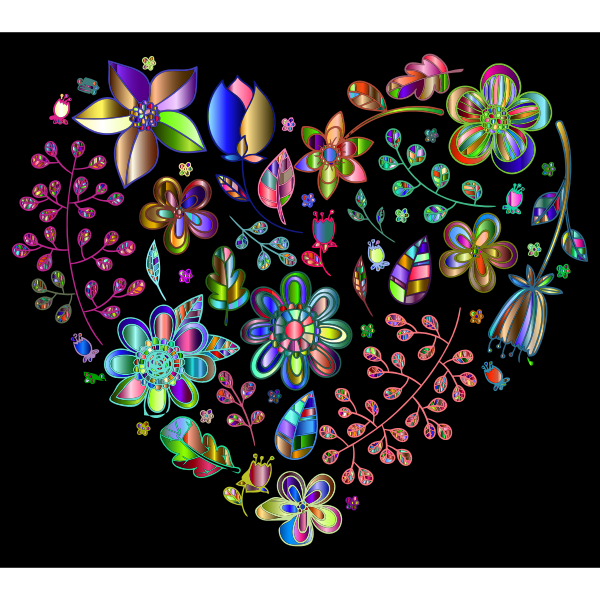 Prismatic Psychedelic Floral Heart 5