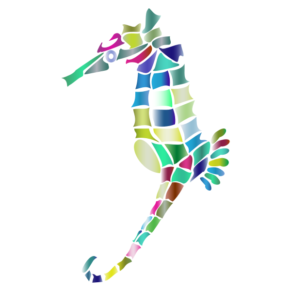 Prismatic Stylized Seahorse Silhouette 3