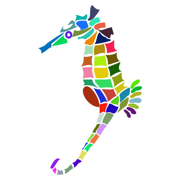 Prismatic Stylized Seahorse Silhouette