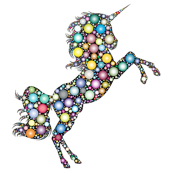 Prismatic Unicorn Silhouette 2 Circles 3