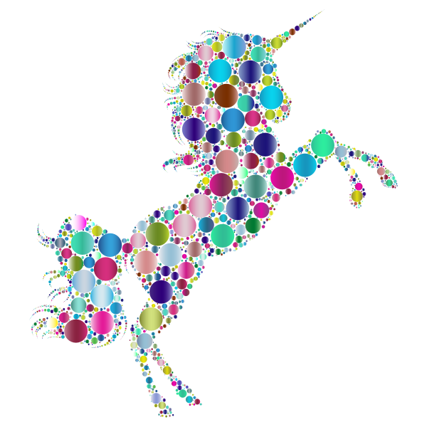 Prismatic Unicorn Silhouette 2 Circles 5 No Background