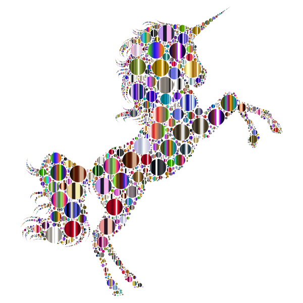 Prismatic Unicorn Silhouette 2 Circles 8 No Background