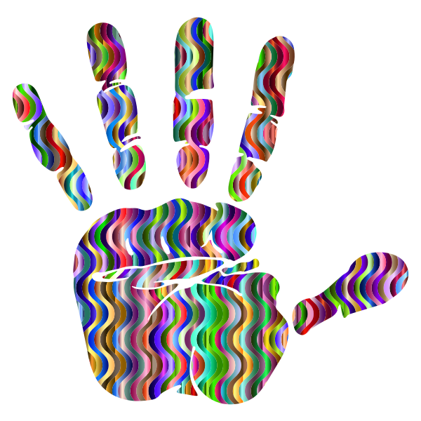 Prismatic Waves Handprint Silhouette 3