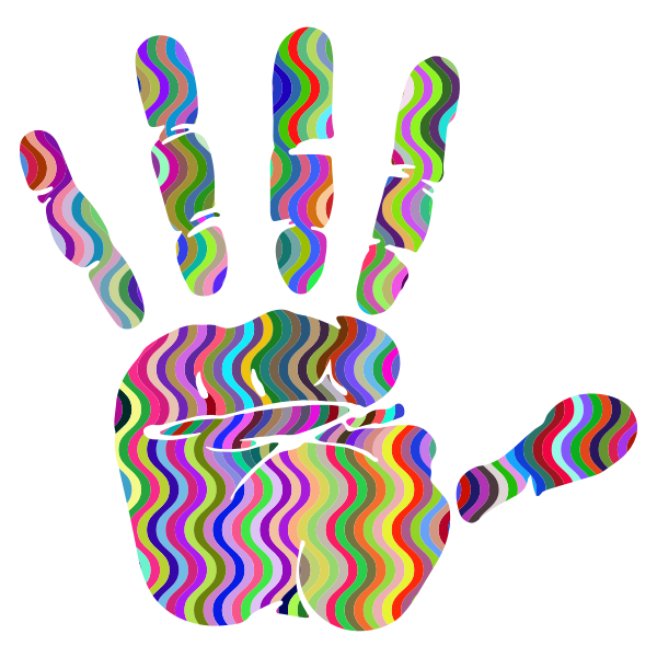 Prismatic Waves Handprint Silhouette