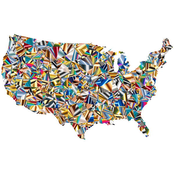 Psychedelic Low Poly America USA Map