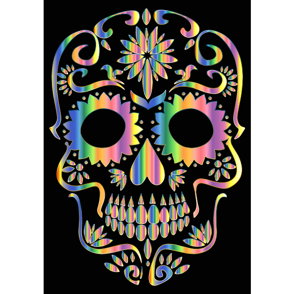 Psychedelic Sugar Skull Silhouette