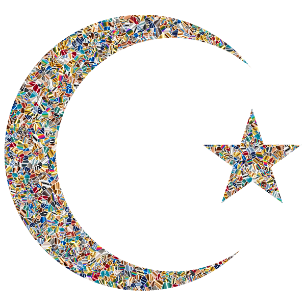 Psychedelic Tiled Crescent Moon And Star