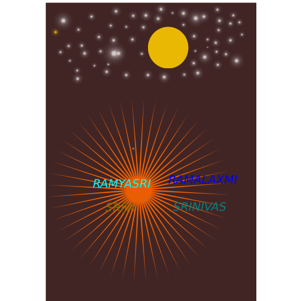 Sun, stars and a spiky orange star vector image