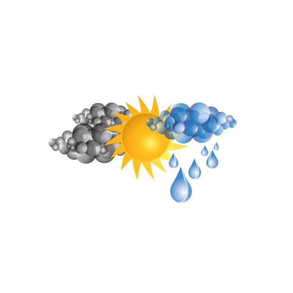 Symbol for Sun with bad weather clouds and rain vector image