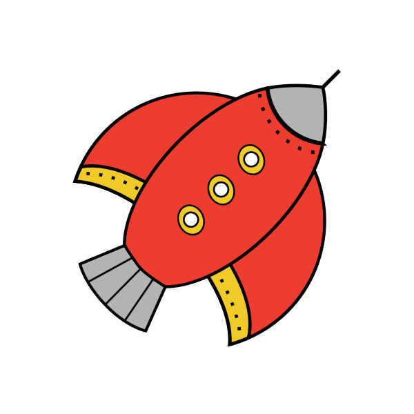 Red flying rocket