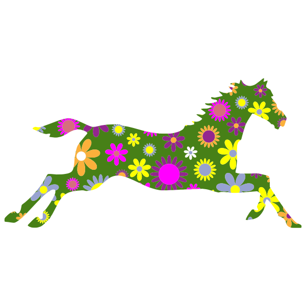 Floral galloping horse