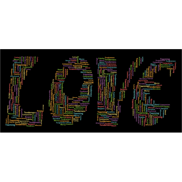 Retro Love Typography Word Cloud