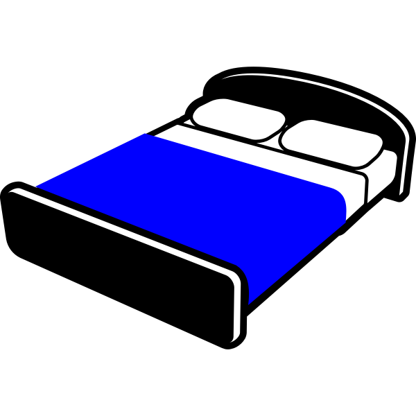 Bed with blue blanket