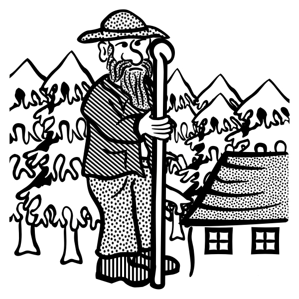 Clip art of old man with a shepherd's stick